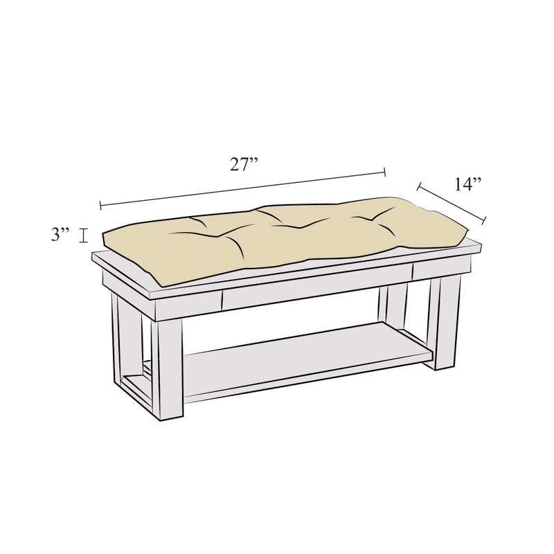 Klear Vu The Gripper Non-Slip Tufted Bench Cushion for Indoor Furniture, Assembled in USA, Entryway Storage, Bay Window, Corner Nook or Piano Seat, 27 Inches, Chenille Natural - Image 5